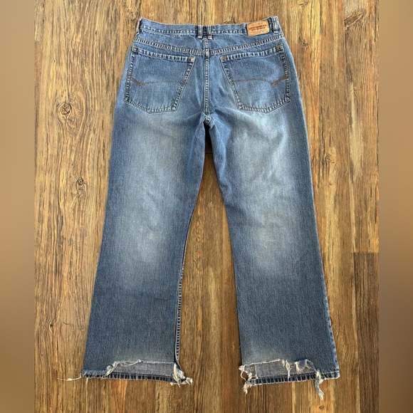 Unionbay Loose Boot Cut Jeans Mens 34x32 Blue Denim Distressed Destroyed Vtg Y2K - Picture 2 of 16